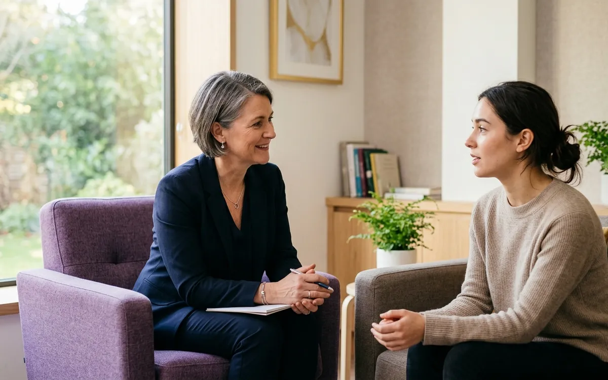 Calm consultation space representing behavioral health assessment and treatment planning